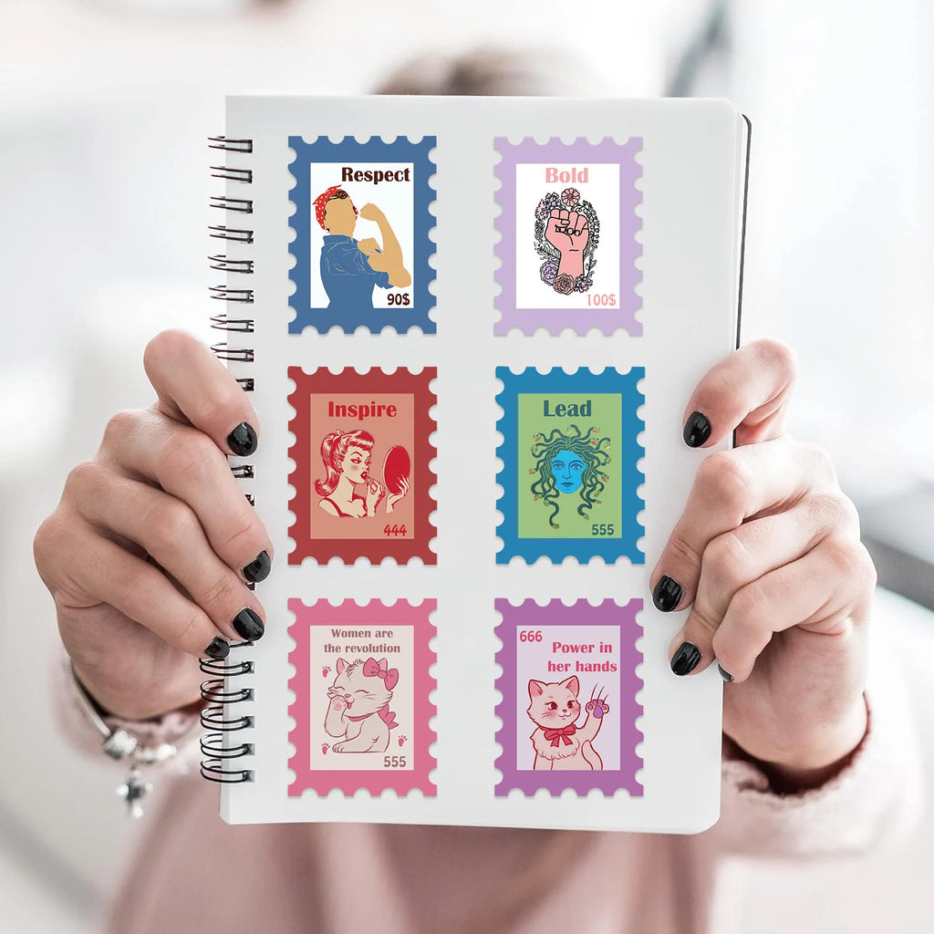 50/100PCS Cartoon Pink Feminist Graffiti Stickers Decorative Guitar Notebook Luggage DIY Waterproof Stationery Stickers