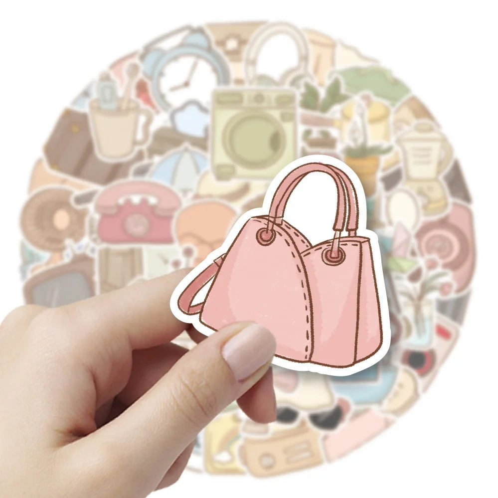 60-Pack Artistic Cartoon Hand-Drawn Furniture Stickers for Water Bottles Guitars Helmets Notebooks Luggage Stationery DIY