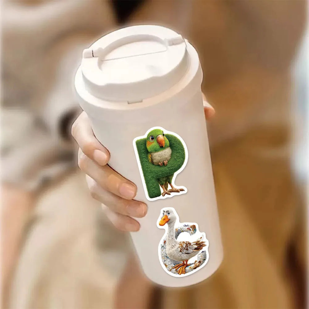 50PCS Cartoon Letter Animal Learning Reward Sticker Pack DIY Brochure Decoration Tablet Laptop Toy Stickers