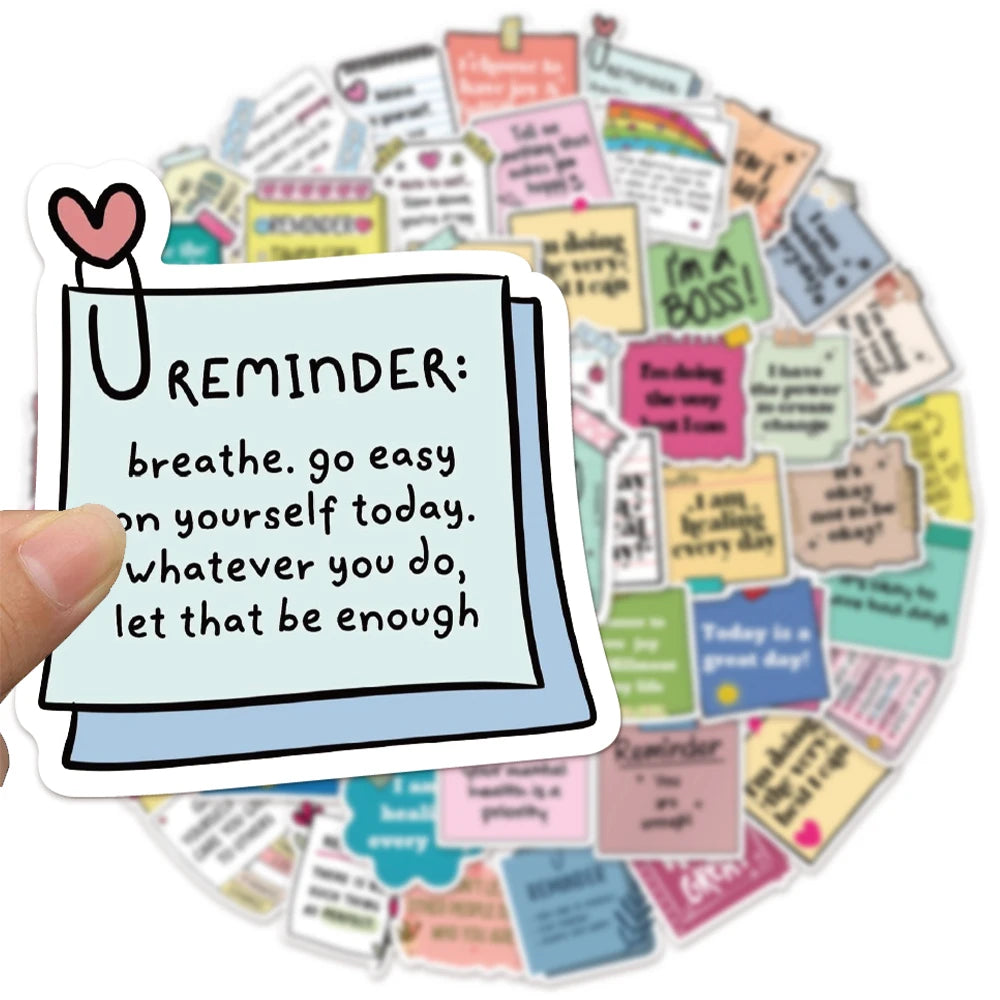 50PCS Self affirmation Encouragement Slogans Graffiti Stickers DIY Manual for Speakers Skateboards Tablets Decorative Stickers