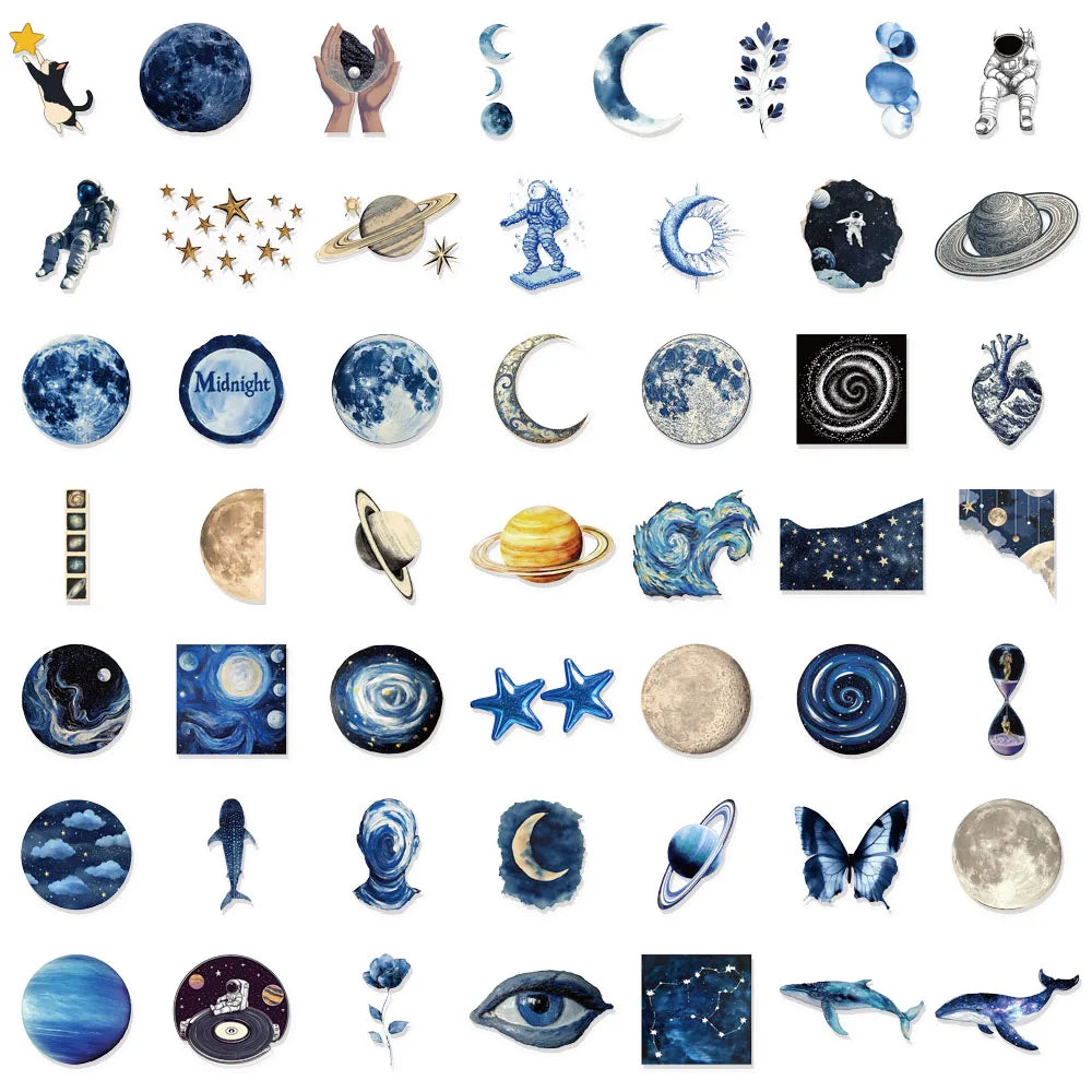 50PCS Transparent Astronomy Space Planet Stickers Cartoon DIY Stickers Graffiti Skateboard Phone Case Tablet Electric Stickers
