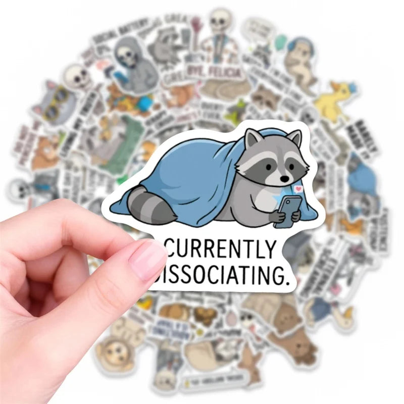 10/30/50PCS Animal Bad Taste Humor Sticky PVC Sticker Stationery DIY Laptop Luggage Skateboard Decoration Scrapbooking