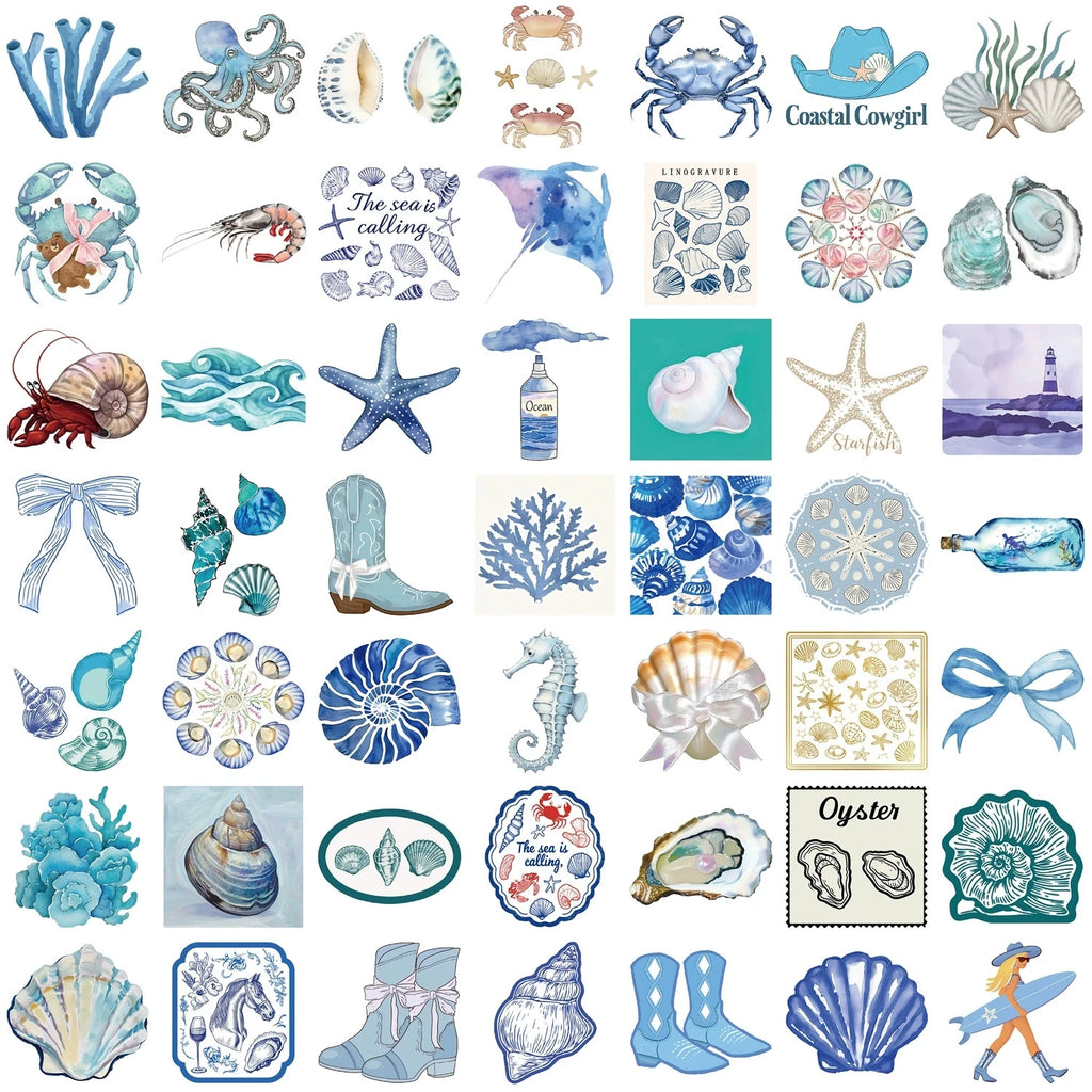 100PCS Cartoon Blue Coast Graffiti Stickers Decor Guitar Notebook Luggage DIY Stationery Stickers