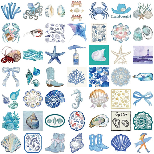 100PCS Cartoon Blue Coast Graffiti Stickers Decor Guitar Notebook Luggage DIY Stationery Stickers