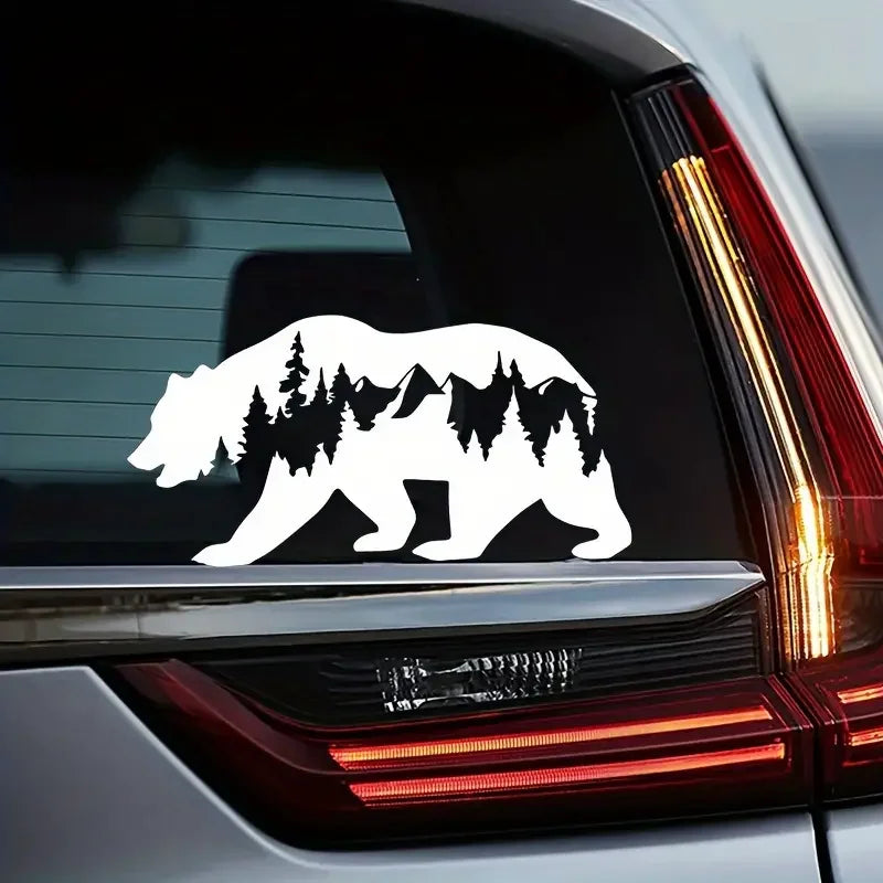 1pc New Car Stickers Snow Mountain And Bear Stickers Car Windows Decal Suitable For Cars SUV Trucks Notebook Computer Decorative