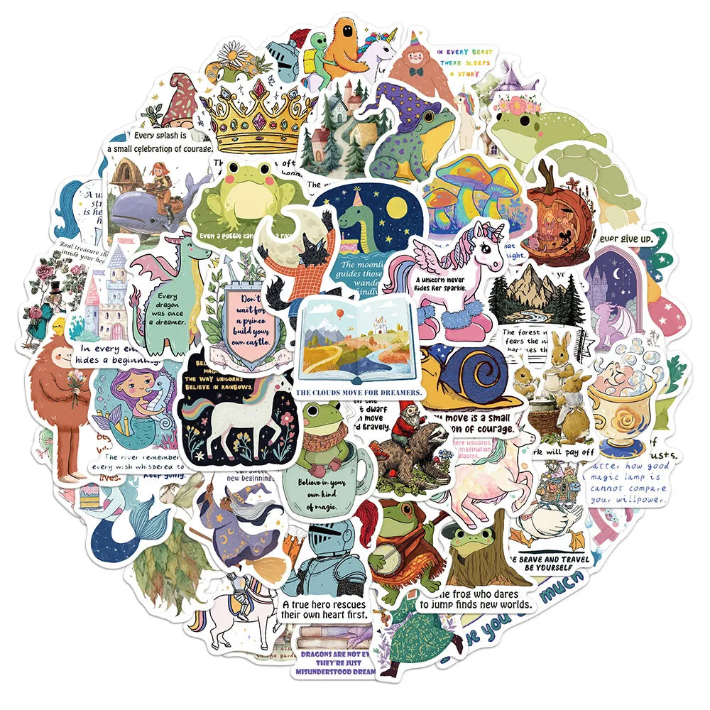 50PCS Fairy Tale Inspirational Creative Sticker Set Brochure Handheld Account Phone Case Computer Laptop Waterproof Stickers