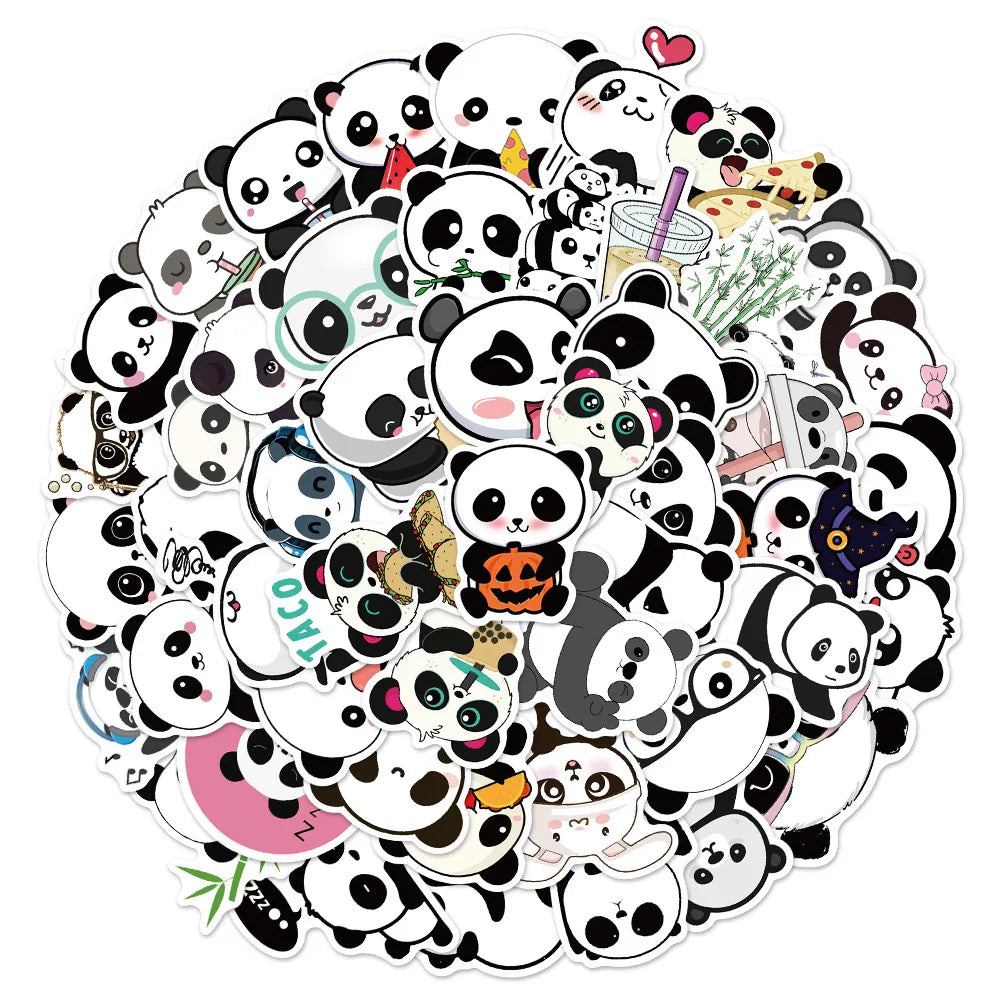 50/100PCS Panda Cartoon Stickers Creative Stickers Decorative Luggage Phone Cases Stationery Gifts