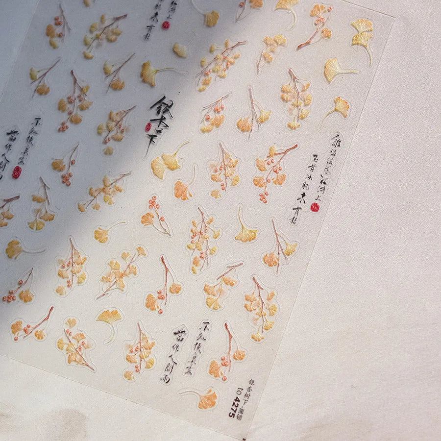 Autumn Fall Nail Art Maple Leaf Stickers 3D Red Leaves Stickers For Nails Art DIY Self Adhesive Manicure Decoration Decals DIY