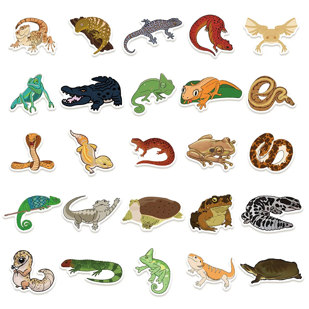 50/100PCS Cartoon Reptile Series Graffiti Stickers DIY Decoration Luggage Notebook Stationery Waterproof Stickers