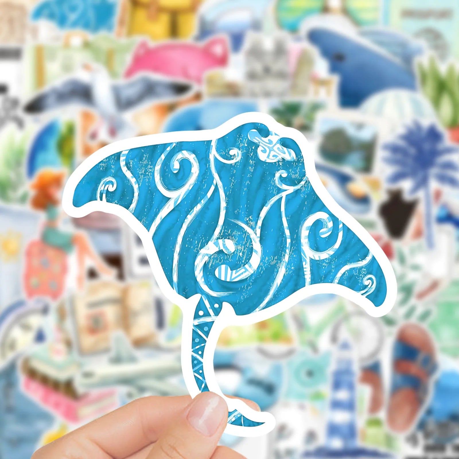 50-Pack Cartoon Watercolor Outdoor Travel Graffiti Stickers for Skateboard Water Bottle Fridge Phone Guitar Notebook