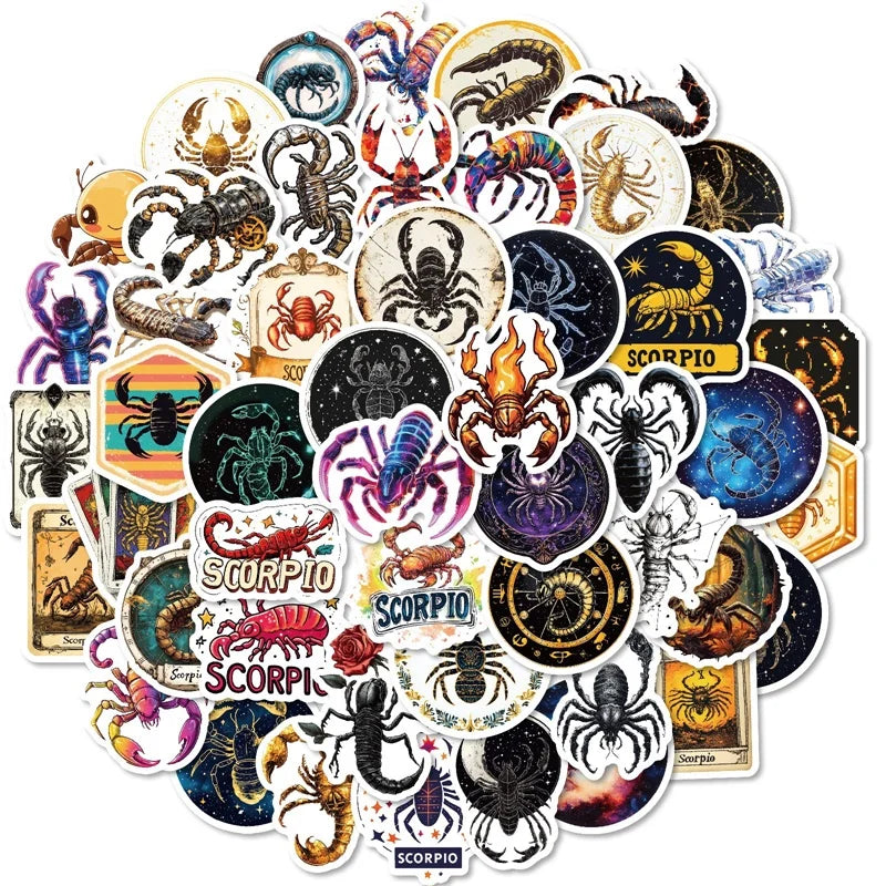 10/30/50PCS Cartoon Scorpio Colored PVC Sticky Stickers Aesthetic DIY Phone Laptop Luggage Skateboard Graffiti Decals