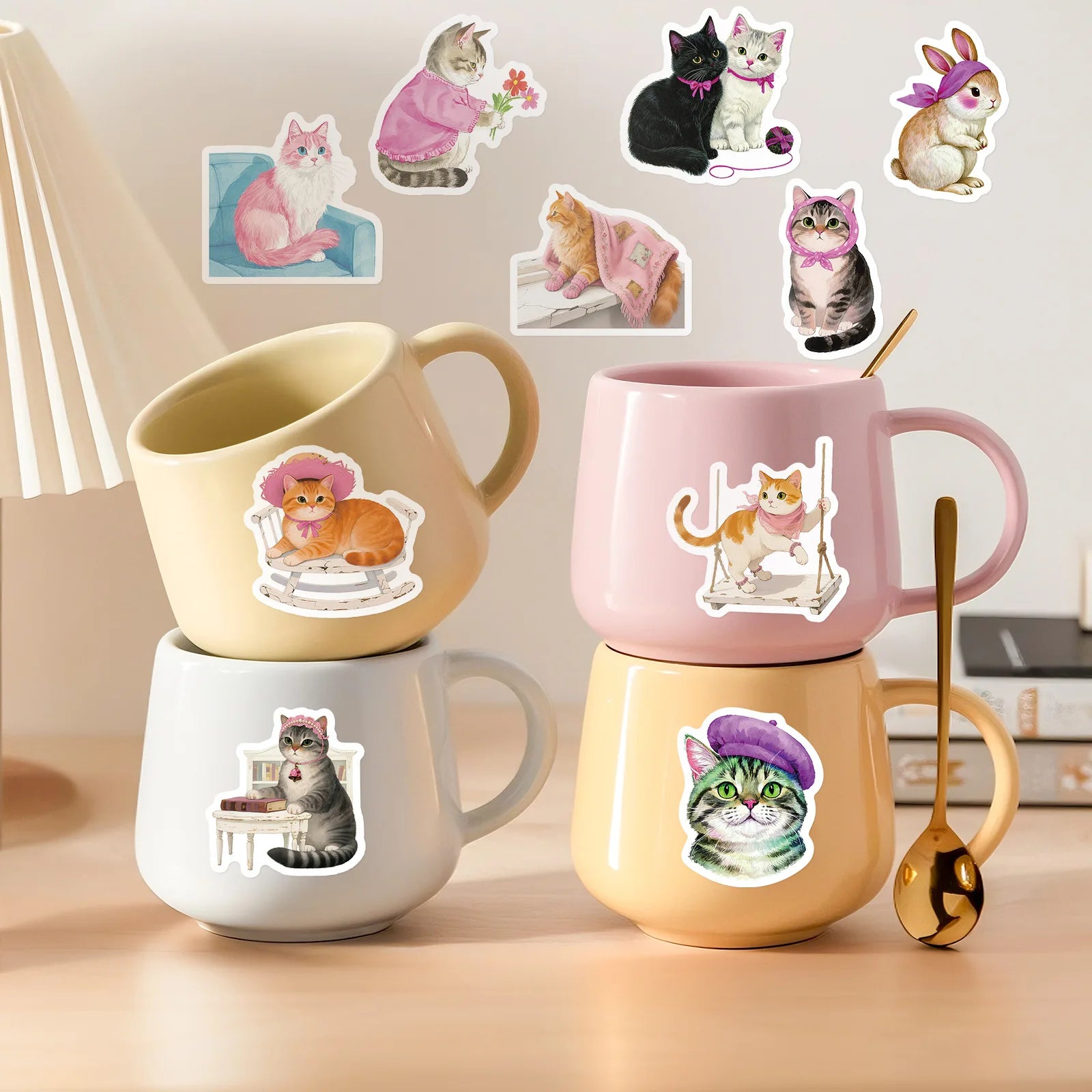 56PCS Cute Cat Graffiti Children Reward Stickers Various Animals Luggage Decoration Stationery Notebook Stickers