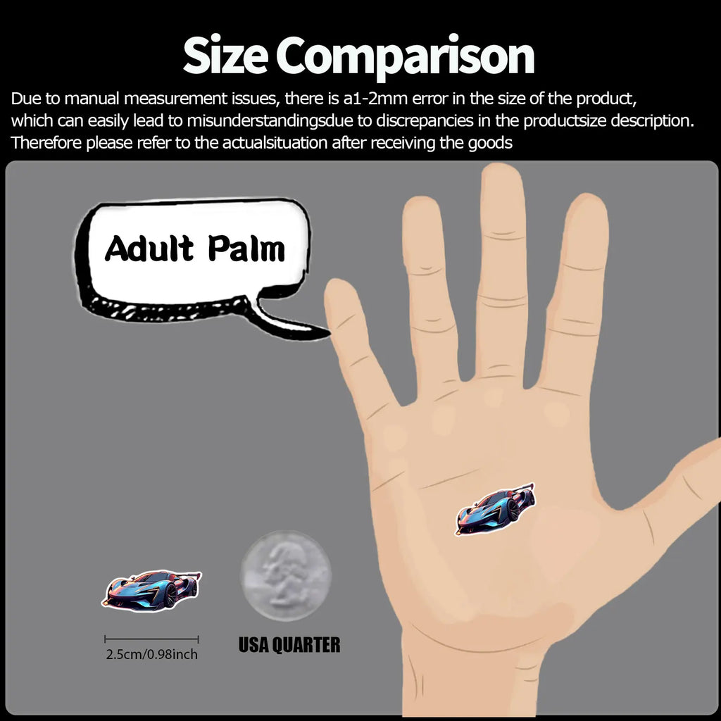1Roll(500Pcs)12 Irregular Cartoon Supercars Stickers 2.5cm/1'' DlY Craft Decoration Festival Sealing Gifts Scrapbook Labels