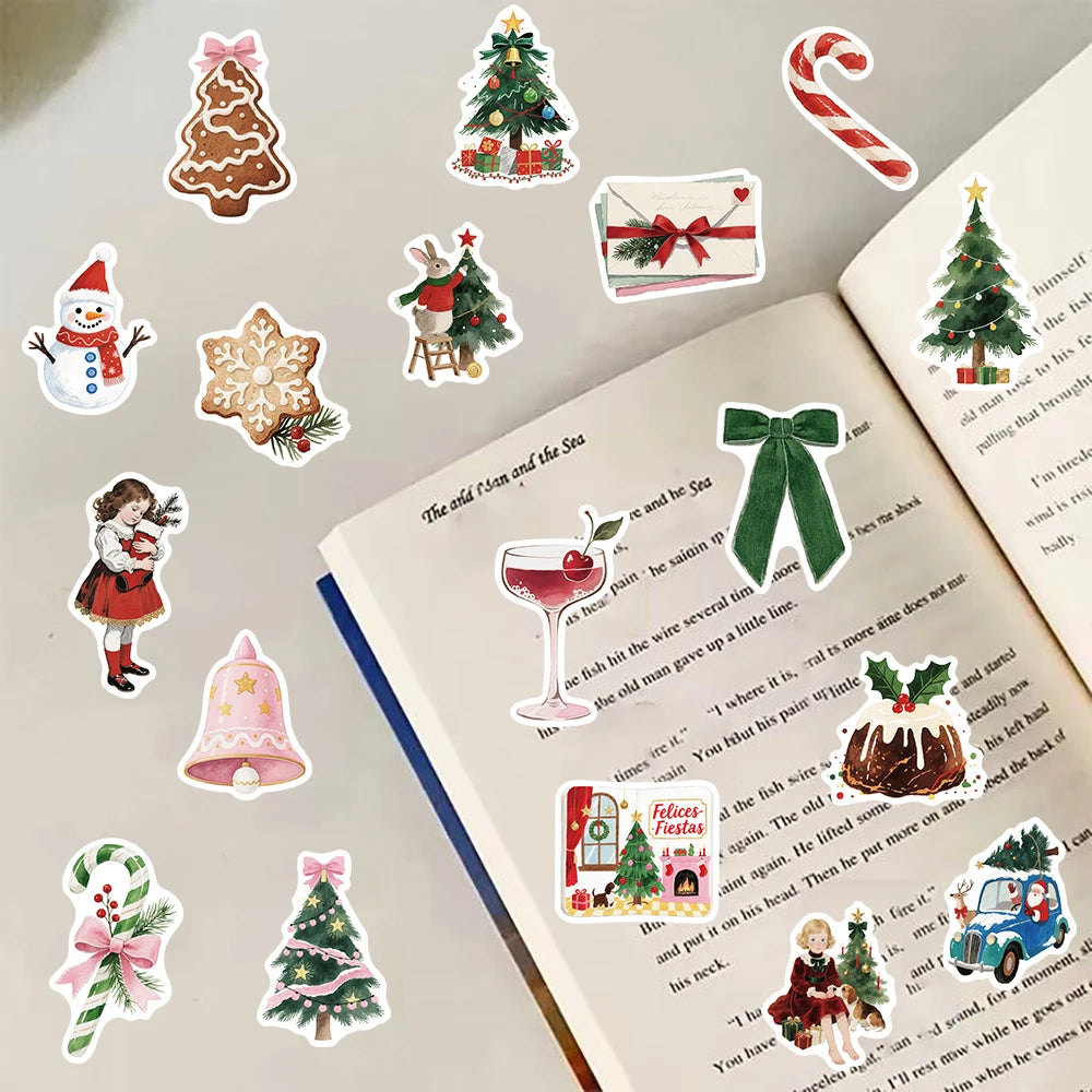 50PCS Christmas Aesthetics Stickers Notebook Laptop Coffee Phone Motorcycle Cup Supplies PVC Notebook Scrapbooking Sticker