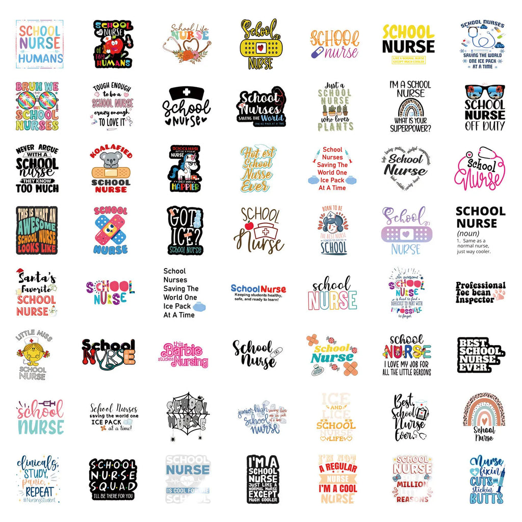 55/110PCS Cartoon School Nurse Graffiti Waterproof Sticker Car Luggage Student Stationery Notebook Sticker Decals