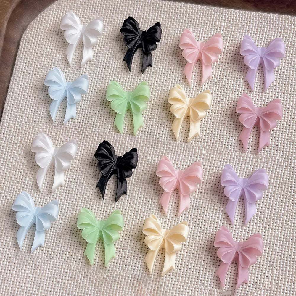 20pc Exqusitive Bows Nail Resin Charms Mini Bow Nail Art Accessories Bow Black White Rice White Bow Tie Nails Decoration Diamond