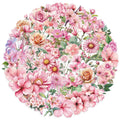 50pcs Pink Floral Stickers Flower Natural Journaling Notebook Water Bottle Decorative Decals Aesthetic Waterproof PET Sticker