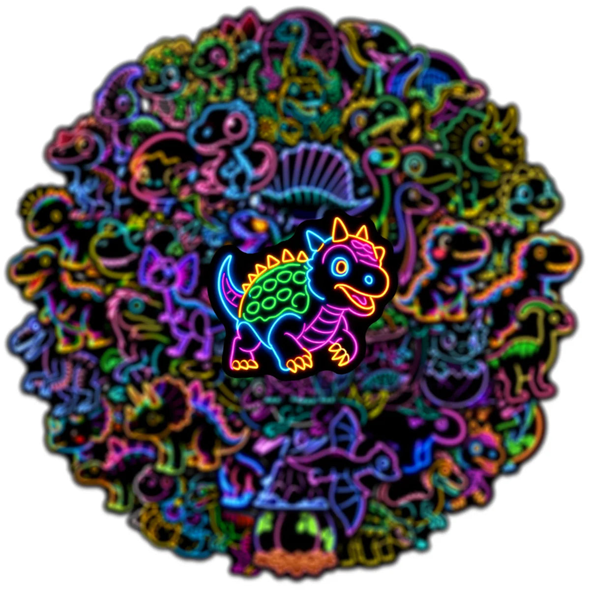 50/100PCS Q Edition Neon Dinosaur Graffiti Stickers Phone Handbooks Laptop Decorations Waterproof Stickers