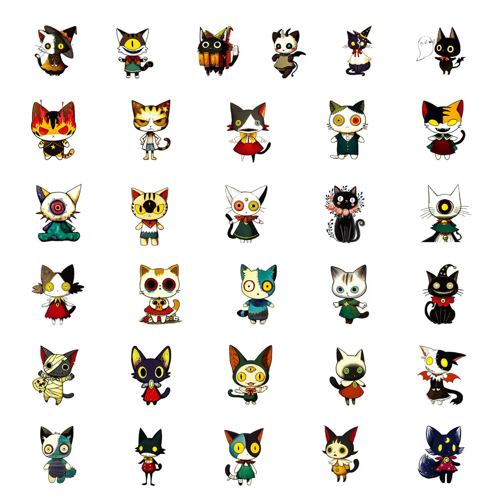 56/112 Pcs New Fun Cat Japanese Vintage Cartoon Stickers DIY for Tablet Skateboard Phone Desk Wall Fridge Fade Resistant Decals