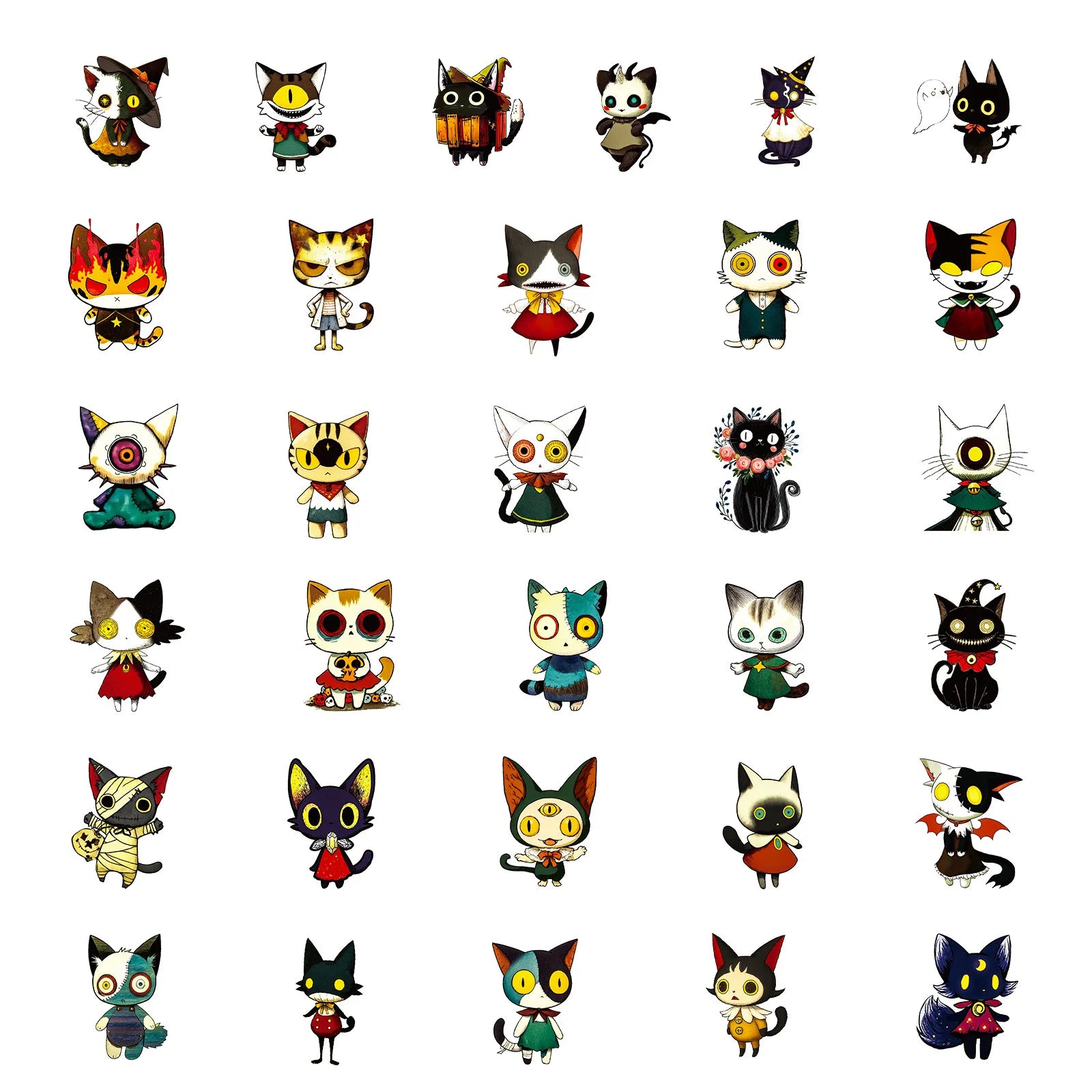 56/112 Pcs New Fun Cat Japanese Vintage Cartoon Stickers DIY for Tablet Skateboard Phone Desk Wall Fridge Fade Resistant Decals