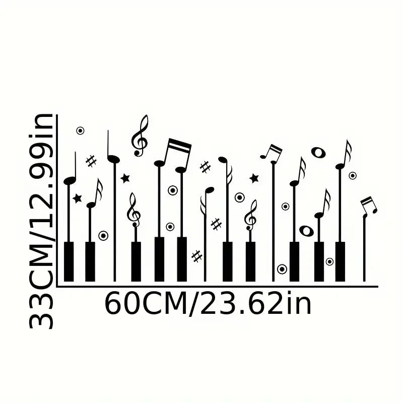 1pc Creative Wall Sticker, Music Note Piano Pattern Self-Adhesive Wall Stickers, Bedroom Entryway Living Room Porch Home Decorat