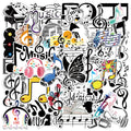50/100PCS Music Note Doodle Stickers Waterproof Vinyl Decals for Suitcase Journal Laptop Skateboard Guitar Decor