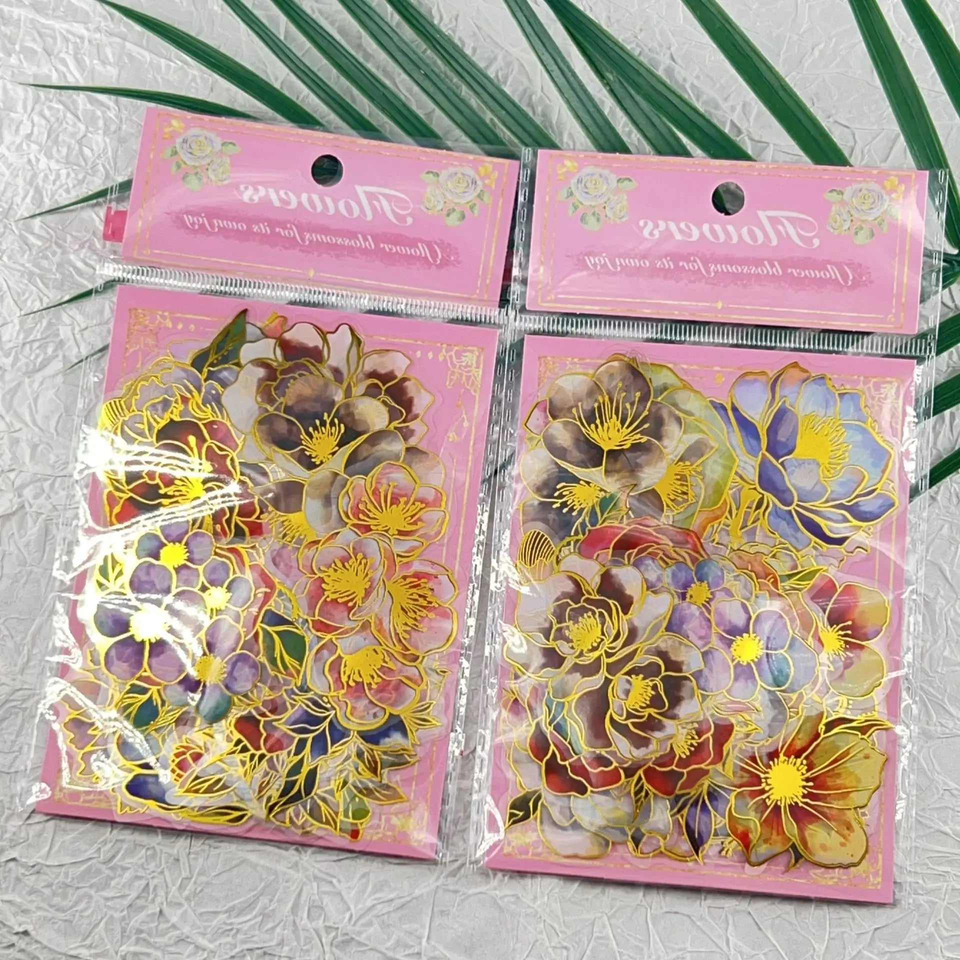 50/100PCS Hot Stamping Elegant Floral Stickers Waterproof Transparent PET Decorative Guitar Stationery Helmet Stickers