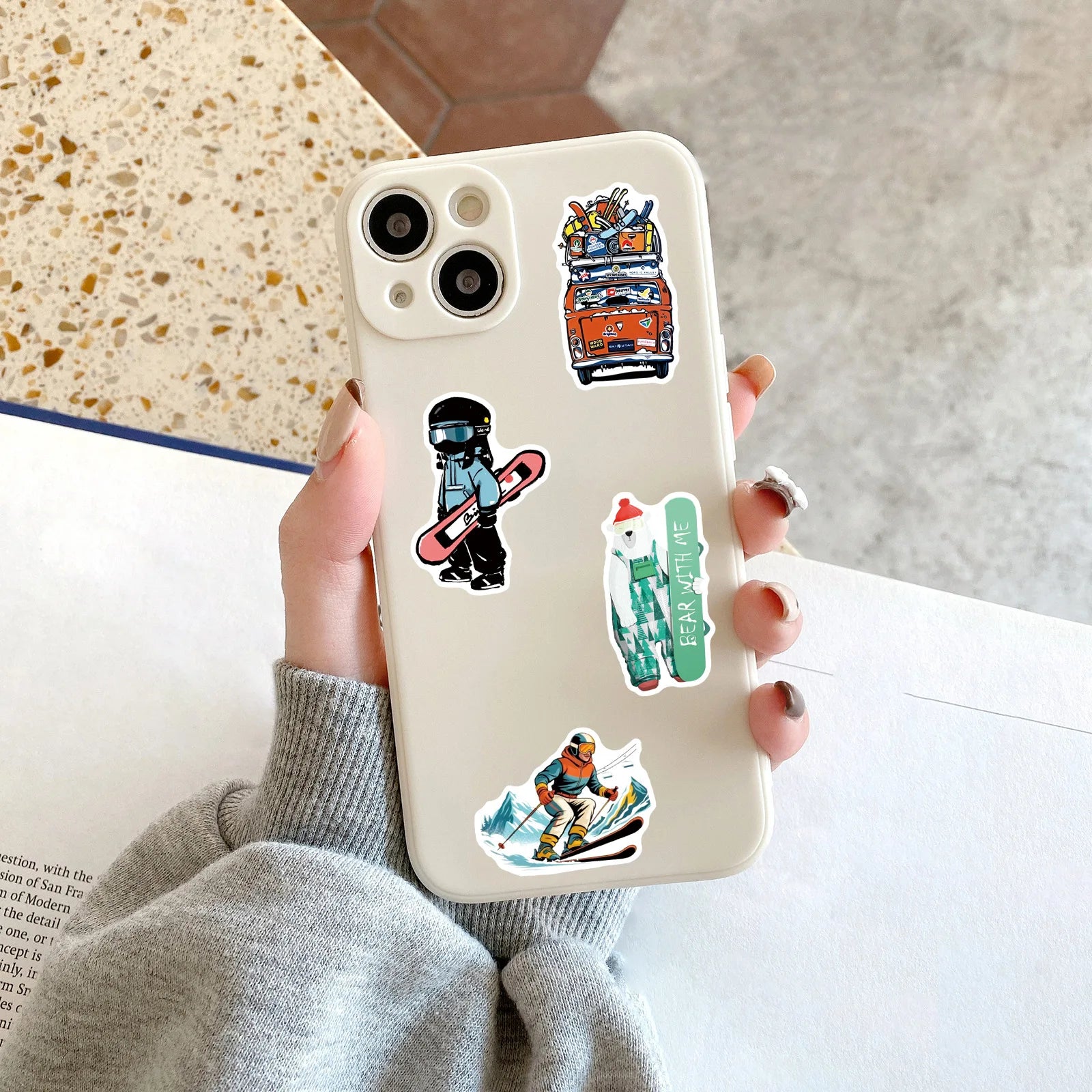 50/100PCS Cartoon Ski Graffiti Stickers  Sports Creative Luggage Stickers Waterproof Stationery Stickers