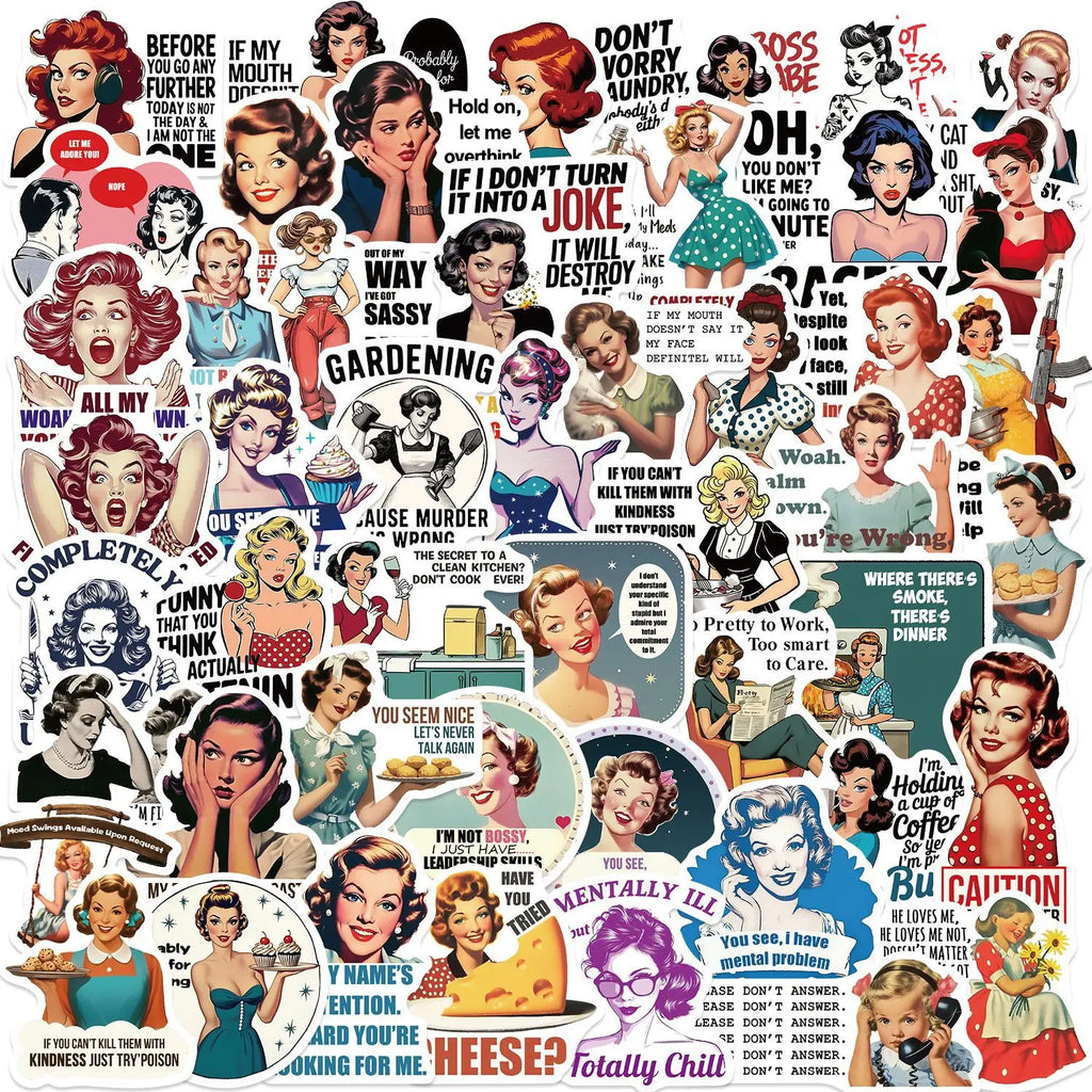 50/100PCS Cartoon Women's Quotes Graffiti Stickers Decorative Guitar Notebook Luggage Can Be DIY Waterproof Stickers