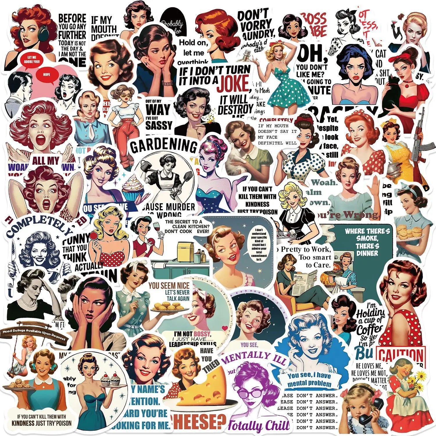 50/100PCS Cartoon Women's Quotes Graffiti Stickers Decorative Guitar Notebook Luggage Can Be DIY Waterproof Stickers