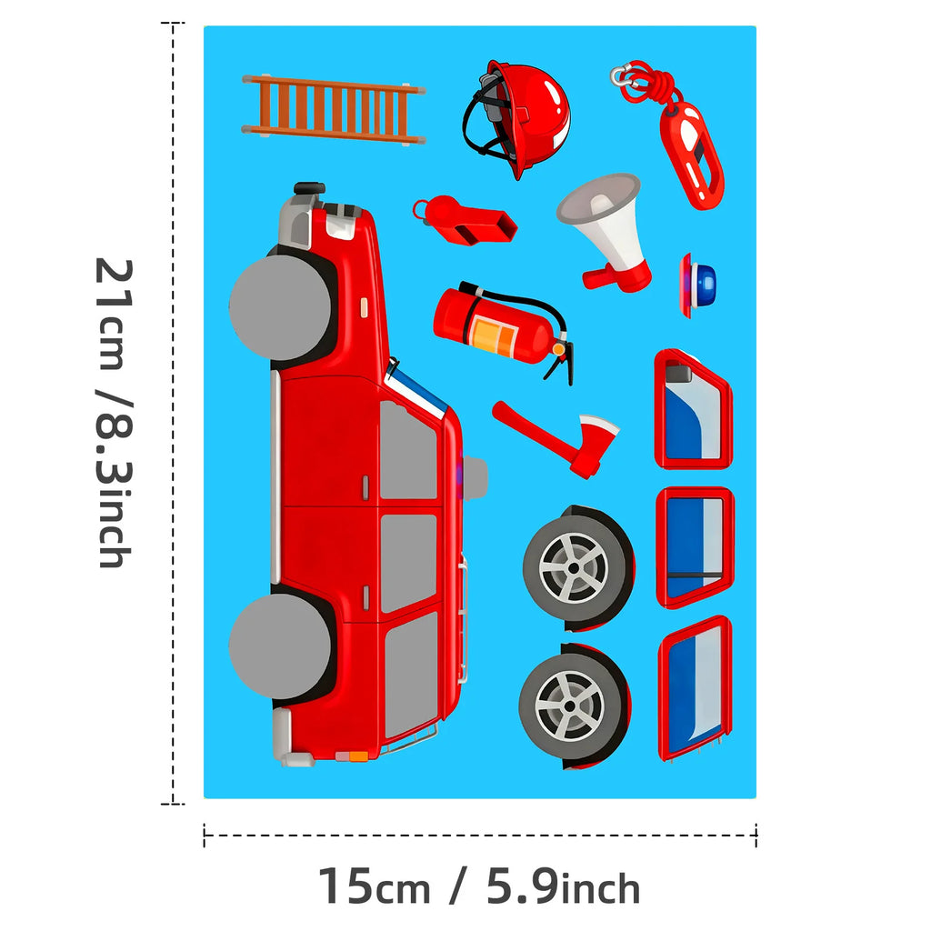 6/12/18PCS Cartoon Helicopter Engineering Vehicle Traffic Face Changing Stickers Reward Stationery Notebook Decorative Stickers