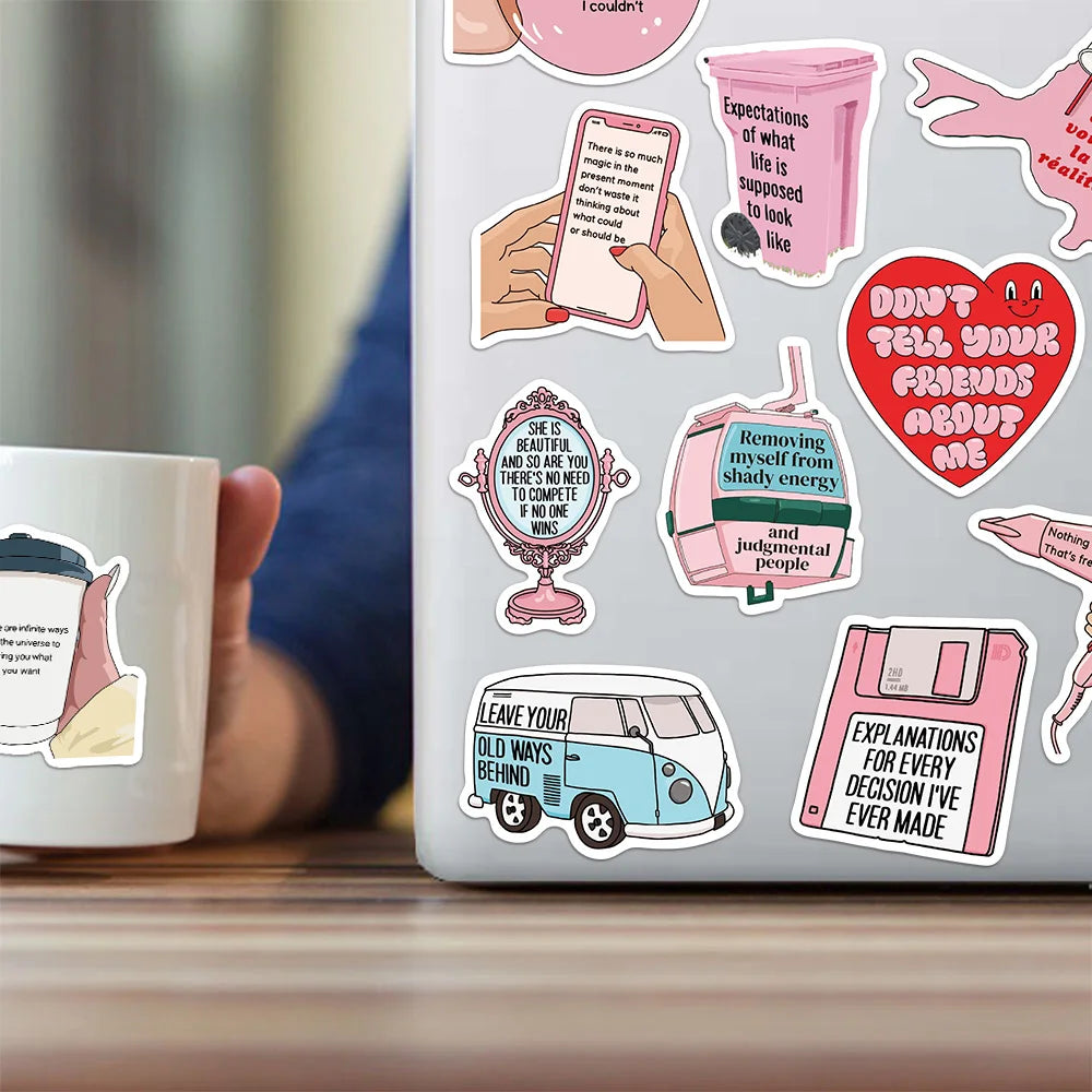50PCS Inspirational Rejecting Internal Friction English Cartoon Stickers Creative DIY Stickers Tags Flat Decorative Stickers