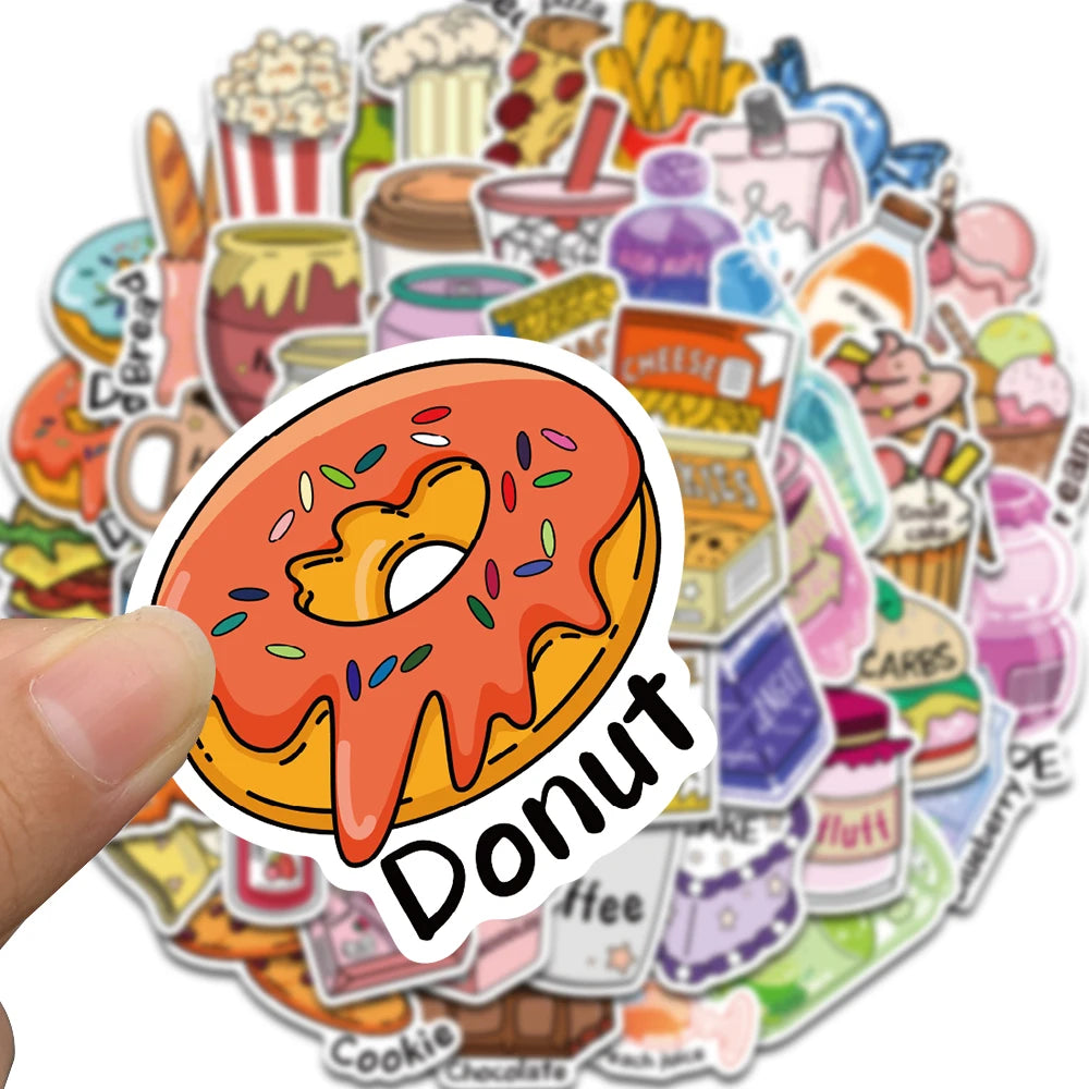 50PCS Snack Club Stickers Cartoon Skateboard Luggage Cafe DIY Laptop Classic Scrapbooking School Supplies Classic Cartoon Decal