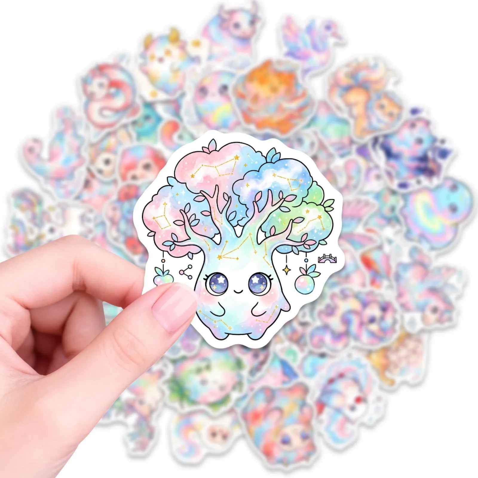 50/100 Pcs Dreamy Watercolor Mythical Animal Theme Stickers DIY for Scrapbook Cup Phone Reward Aesthetic Decor Waterproof Decals