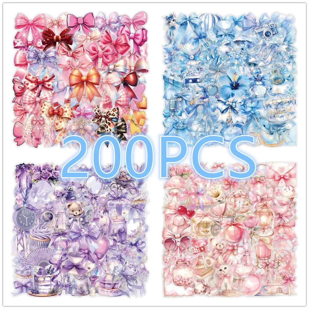 62/200PCS Transparent PET Waterproof Graffiti Stationery Notebook Decorative Stickers Luggage Water Cups Scooter Stickers