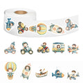 500PCS Cartoon Transportation Vehicles Roll Stickers Gifts Labels DIY Art Picture Phone Landscape Stationery Wall Painting
