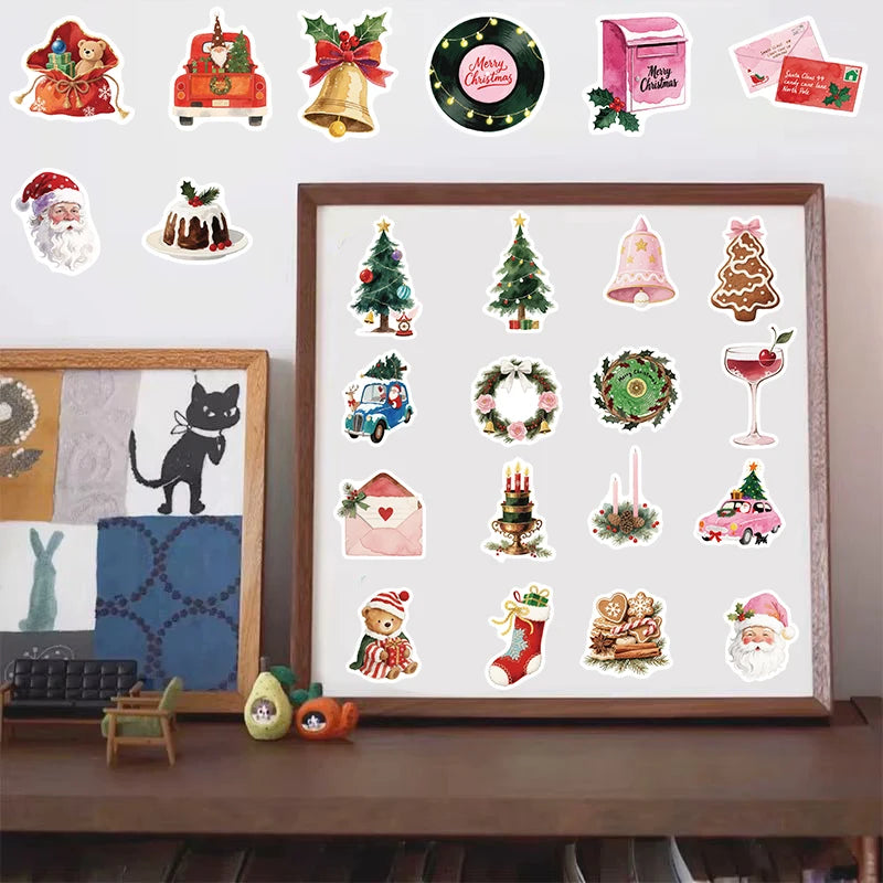50PCS Christmas Aesthetics Stickers Notebook Laptop Coffee Phone Motorcycle Cup Supplies PVC Notebook Scrapbooking Sticker