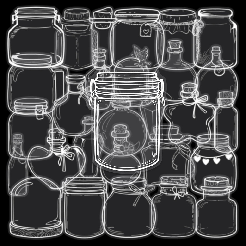 50/100PCS Transparent Wish Bottle Sticker Cartoon Bottle PET Miniature Waterproof Decoration DIY Water Bottles Sticker