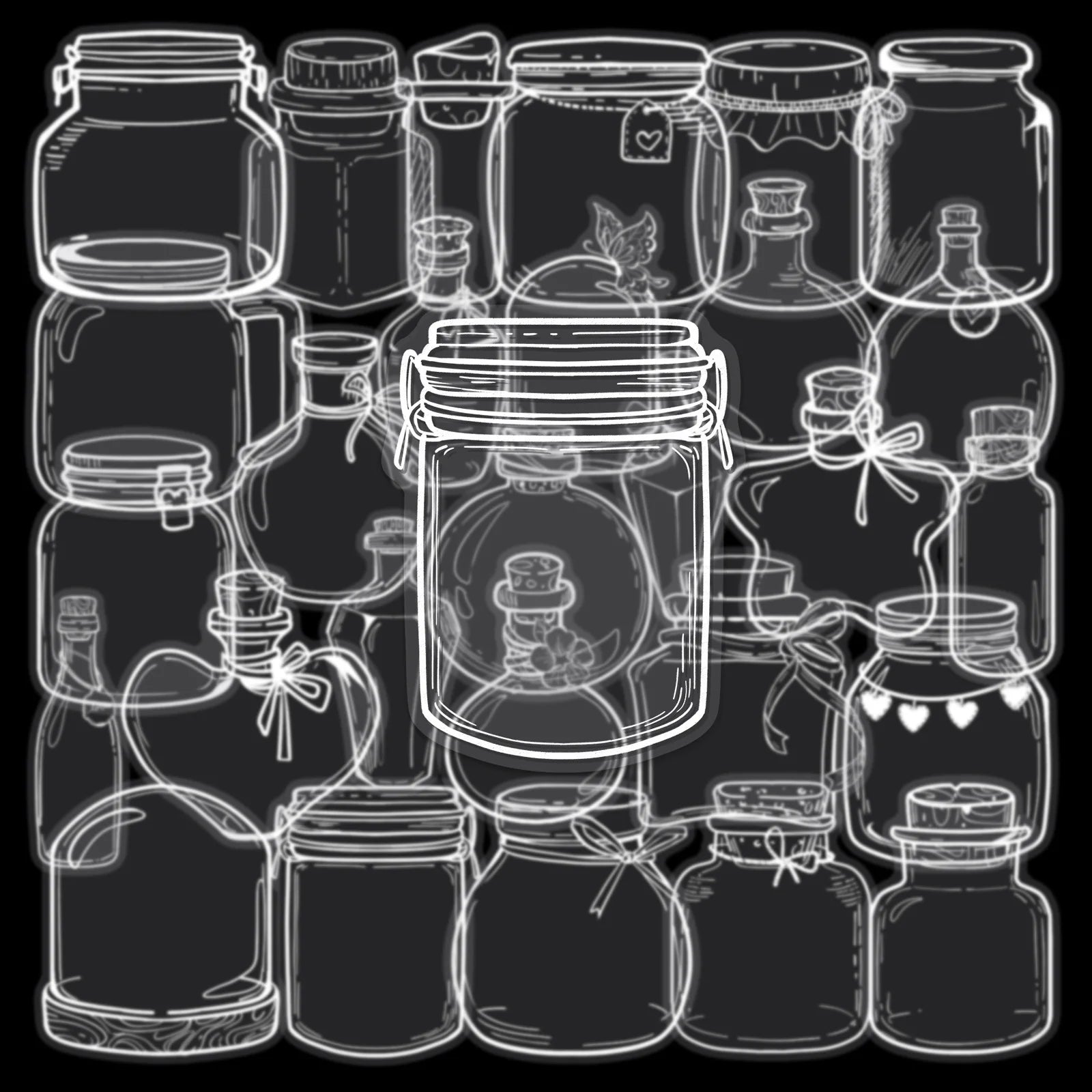 50/100PCS Transparent Wish Bottle Sticker Cartoon Bottle PET Miniature Waterproof Decoration DIY Water Bottles Sticker