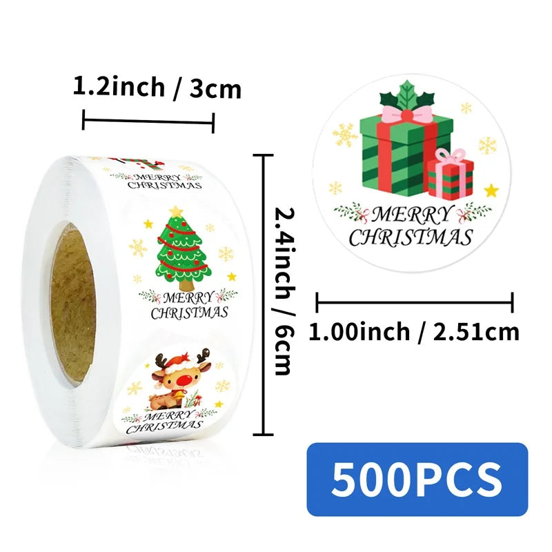 500PCS Kawaii Christmas Sticky Paper Sticker Labels Thank You Sticker Sealing DIY Decoration Scrapbooking Stationery Supplies