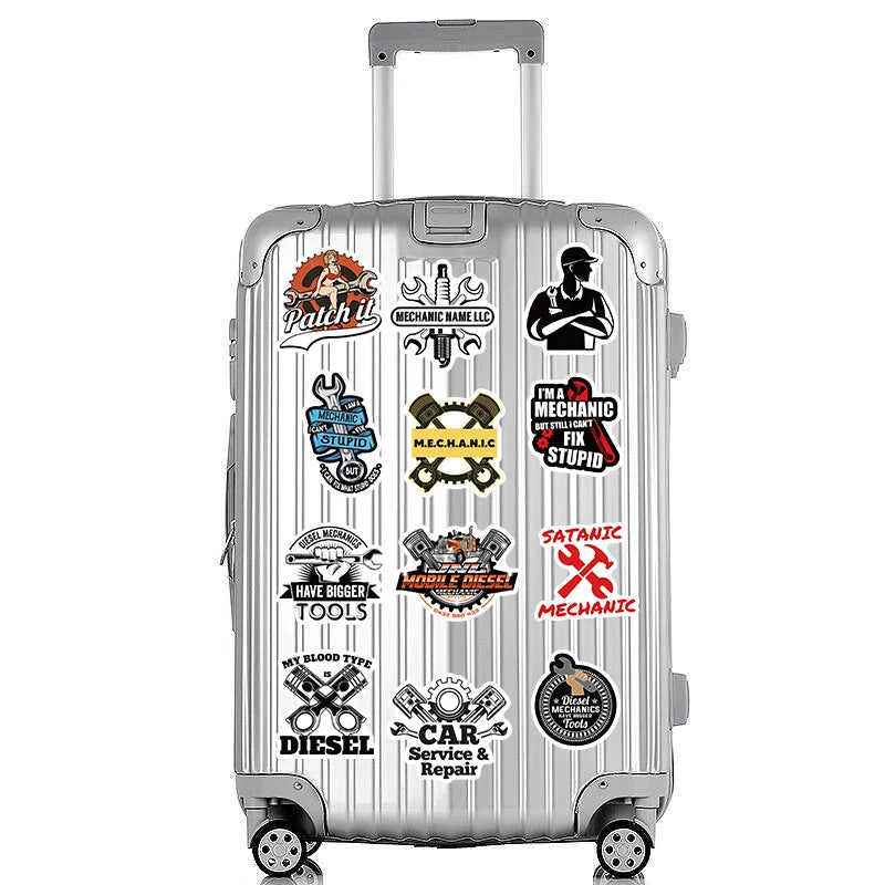 50PCS Diesel Mechanic Stickers Photocard Gift Art Picture Cartoon Laptop Luggage Skateboard Community Decoration Reward Sticker
