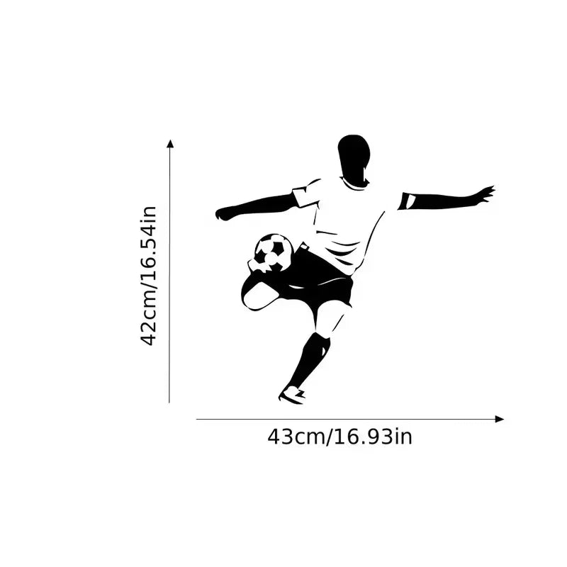 1pc Contemporary Soccer Player Wall Sticker - Pre-Pasted, Waterproof Vinyl Decal for Bedroom, Matte Finish, Rectangle Shape, Mul