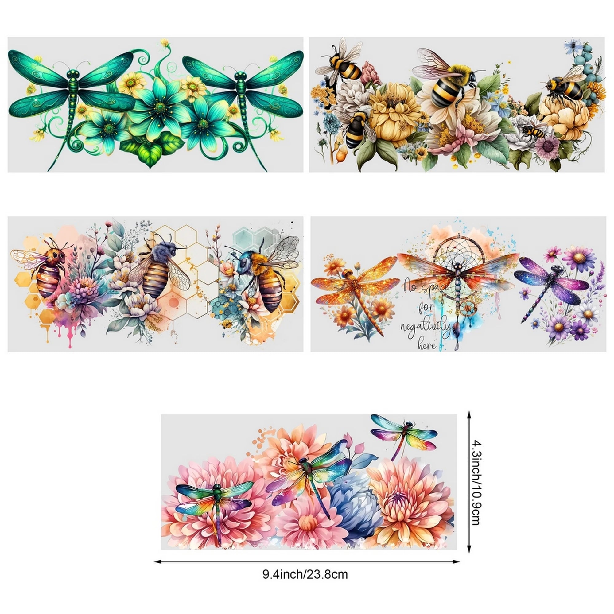 5 sheets Butterfly UV DTF Cup Stickers, DTF Friction Transfer Stickers, Waterproof Animal Transfer Stickers for 16oz Glass