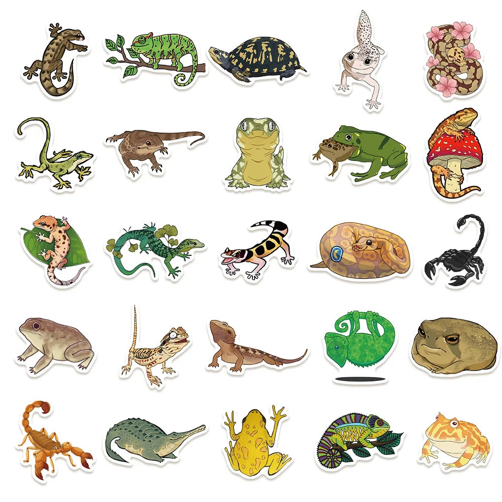 50/100PCS Cartoon Reptile Series Graffiti Stickers DIY Decoration Luggage Notebook Stationery Waterproof Stickers