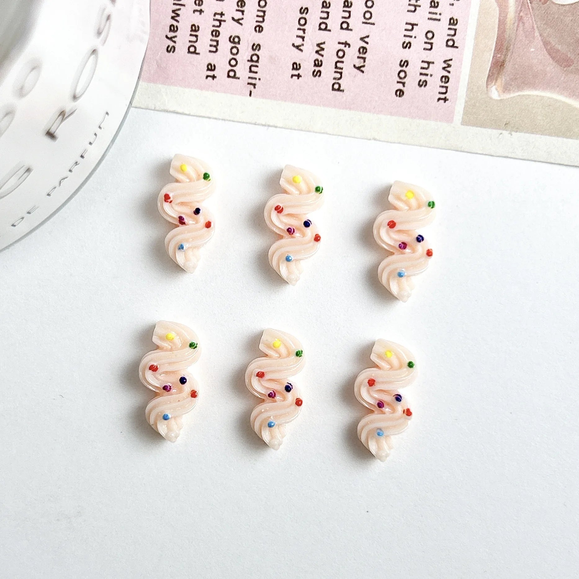 10pc Mini multi-color Cream Strips Nail Art Charms Sweet Resin Nail Rhinestone Decorations Kawaii Accessories DIY Manicure Tools
