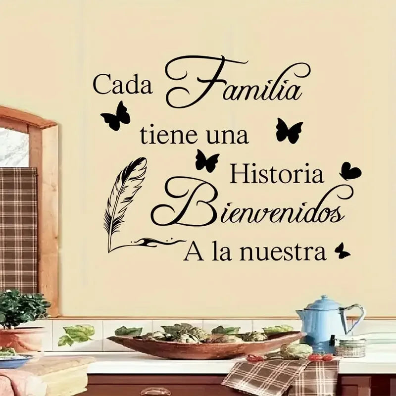 Spanish Family Quote Wall Stickers, Easy to Peel And Stick PVC Wall Decals, Home Office Decor, Room Decoration, Modern Home Deco