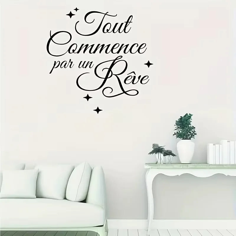 1pc Modern French Quote Wall Decal - Engraved Sticker, Self-Adhesive PVC, Semi-Glossy Finish, Multi-Surface Installation, Suitab