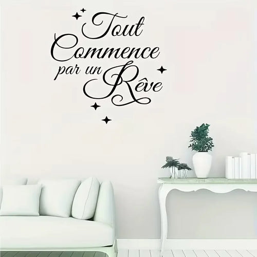 1pc Modern French Quote Wall Decal - Engraved Sticker, Self-Adhesive PVC, Semi-Glossy Finish, Multi-Surface Installation, Suitab