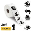 500PCS Little Black Cat Roll Stickers Harajuku Scrapbooking Luggage Cool Phone Coffee Laptop Gift For Waterproof Guitar Sticker