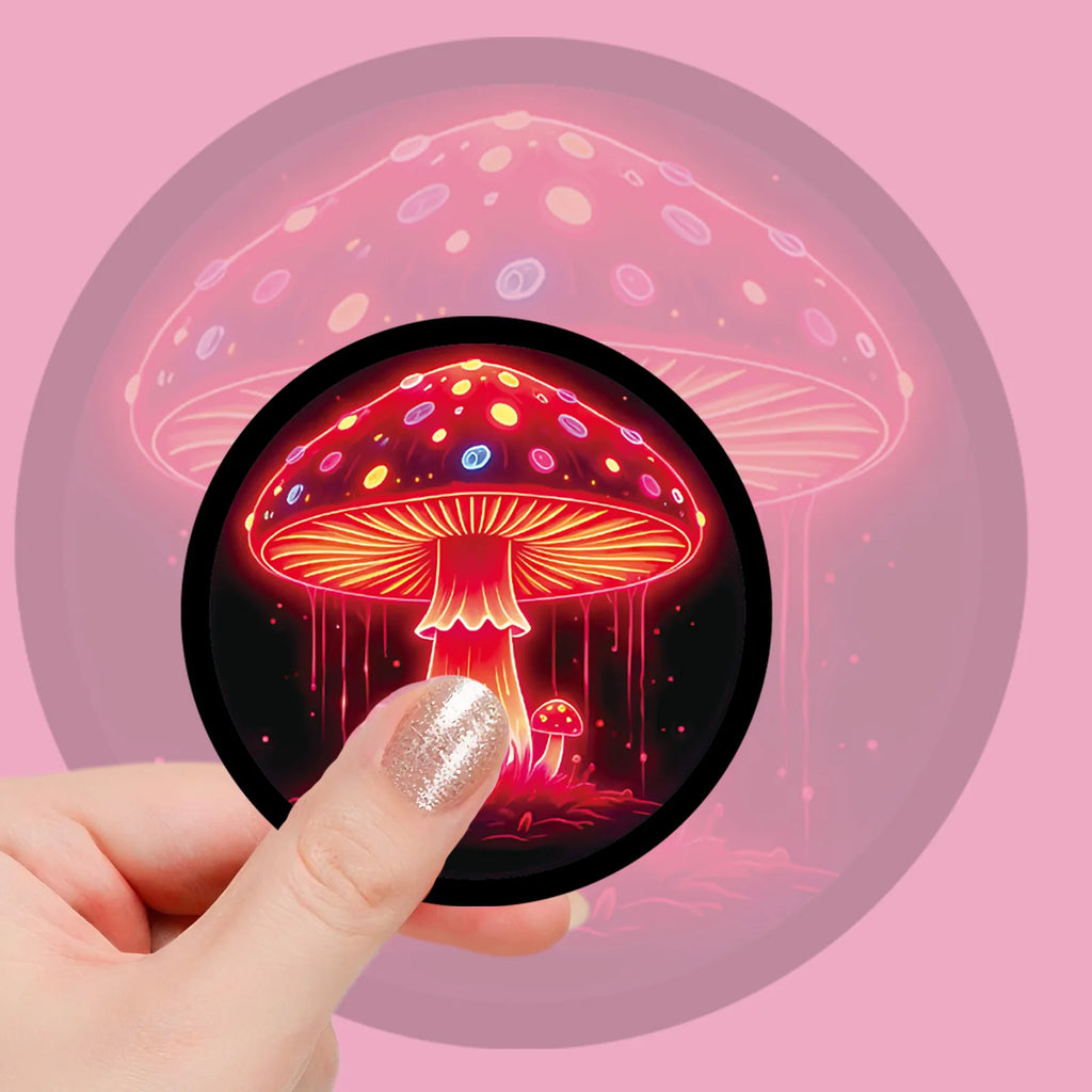 56/112Pcs Neon Mushroom Reusable Stickers Waterproof Decals for Helmet Skateboard Bicycle Computer Stationery Box Multicolor